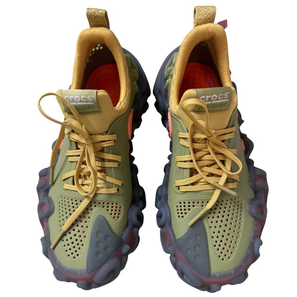 CROCS Two-Tone Olive Green and Mustard Yellow Women's Sneakers